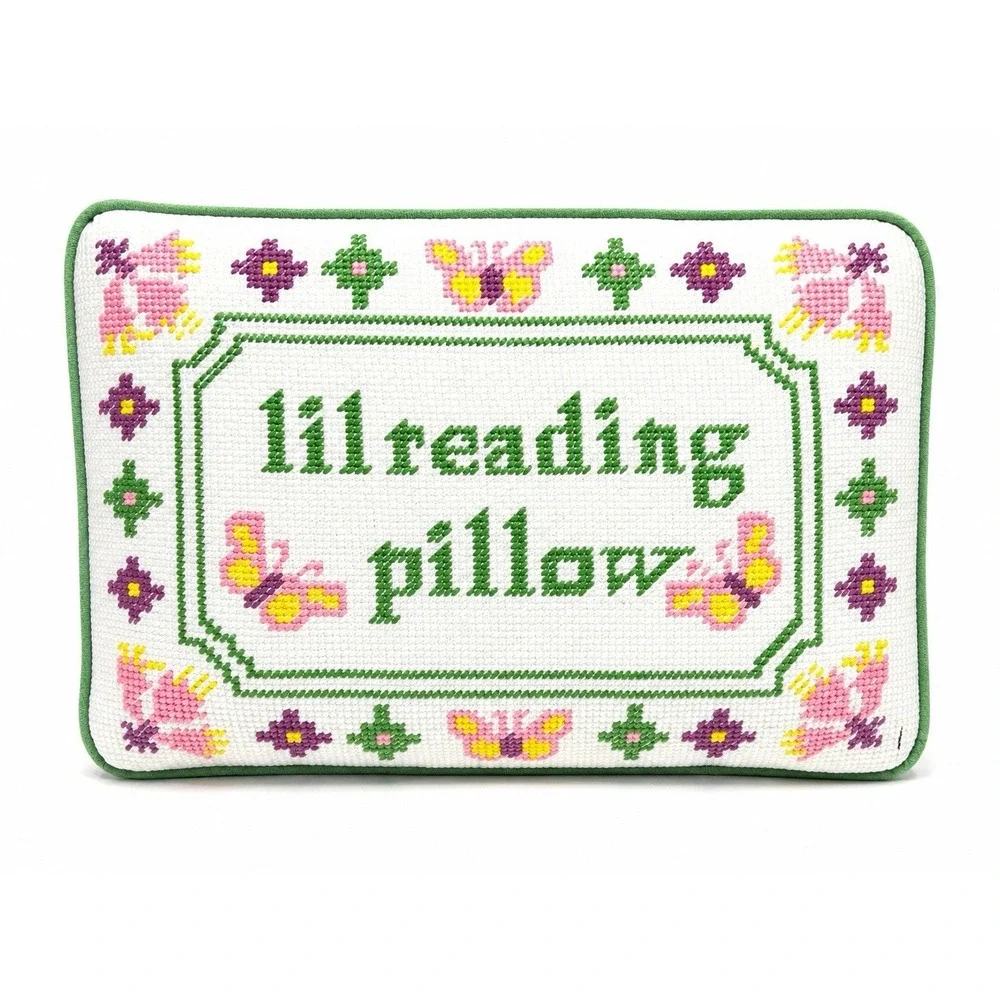 Official LilSimsie Reading Pillow Butterfly Cross Stitch Plush Cushion New